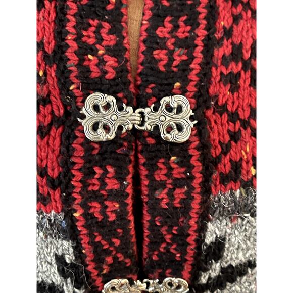 Croft & Barrow Sz L Fair Isle  Cardigan Sweater Red Wool Blend Nordic Apres Ski - Picture 8 of 13